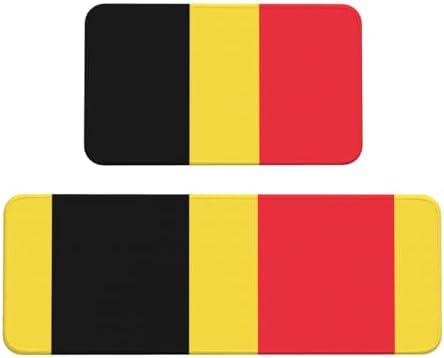Comfortable Durable Kitchen Mat with Belgian Flag Print - Waterproof Non-Slip