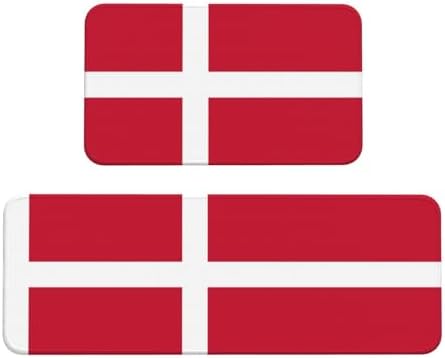 Danish Flag Non-Slip Kitchen Rugs