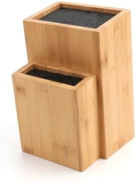 Bamboo Universal Knife Block with Detachable Bristles for Safe Storage