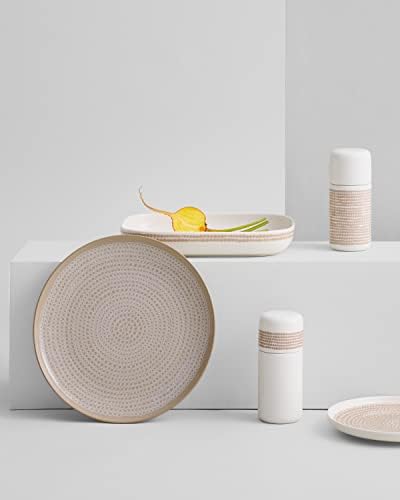 White Beige Stoneware Spice Grinder