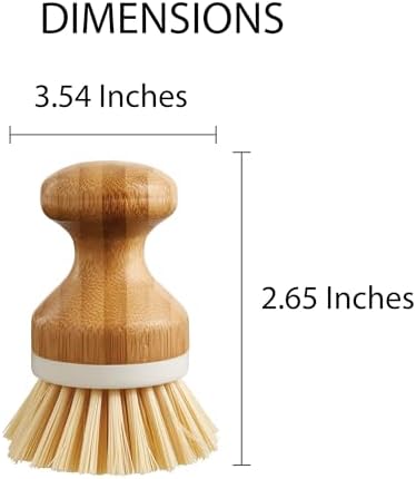 HIC Kitchen Bamboo Vegetable Scrubber with BPA-Free Bristles and Non-Scratch Surface