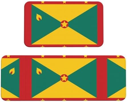 JxWCher Flag of Grenada Print Non-Slip Kitchen Rugs 2 Set