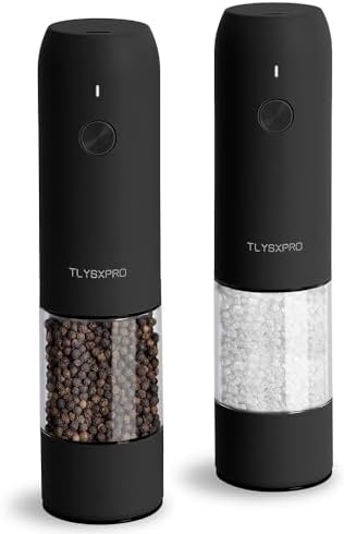 TLYSXPRO USB Rechargeable Salt Pepper Grinder Set Electric Salt Shakers 2 Packs