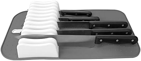 Perfect for Storage 11 Slot Knife Mat GreyWhite