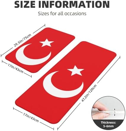 Flag of Turkey Kitchen Mat 2 Sizes Waterproof Non-Slip Rugs