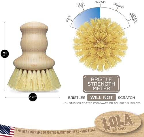 Lola Tampico Original Vegetable Palm Brush Eco-Friendly Comfortable