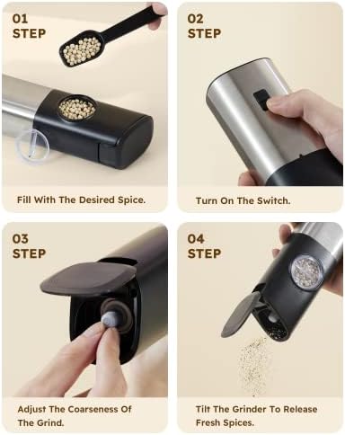 Gravity Electric Salt and Pepper grinder Set with USB Rechargeable Function