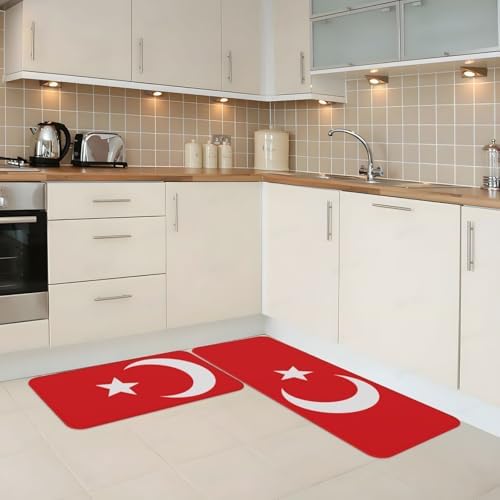 Flag of Turkey Kitchen Mat 2 Sizes Waterproof Non-Slip Rugs