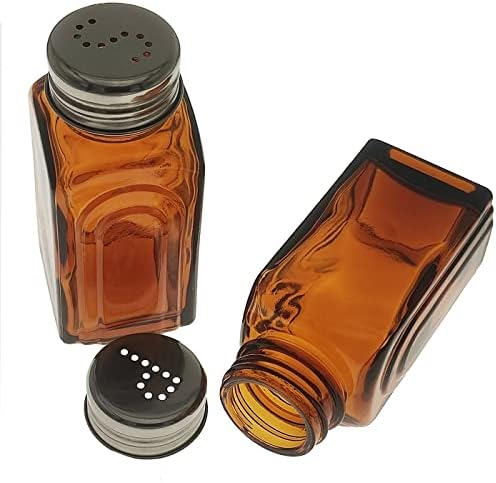 Ritadeshop Retro Amber Glass Salt and Pepper Shakers Set
