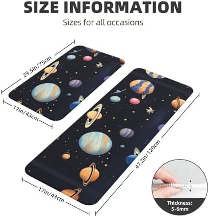 COMFORT Kitchen Floor Mat - Saturn Jupiter Earth Print