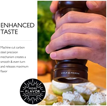 Cole Mason Capstan wood Pepper Grinder - Black 65 inch Precision Mechanism