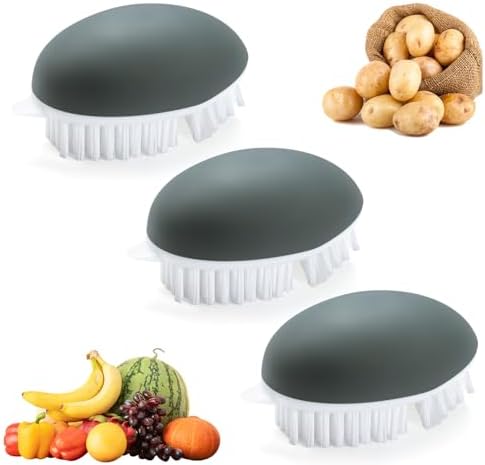 3 Pack Vegetable Scrubbers with Dots Remover for Kitchen Use