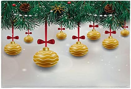Christmas Ball Yellow Welcome Front Door Mat