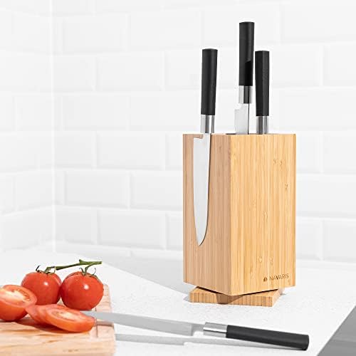 Navaris Bamboo Kitchen Knife Block