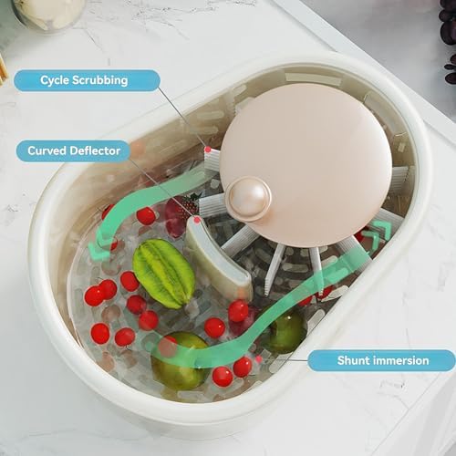 Fruit Washer Spinner Bowl with Brush - Family-Approved Fruit and Vegetable Washer