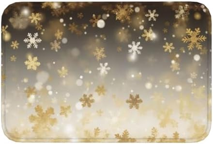 Gold Silk Christmas Print Flannel Anti-Slip Mat 16x24-inch