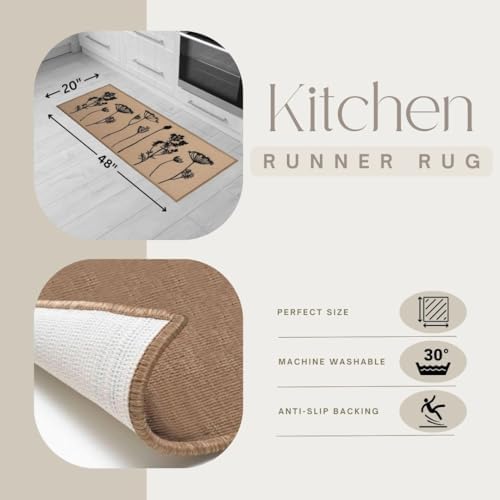 Elegant Wool Effect Kitchen Mat Runner Rug