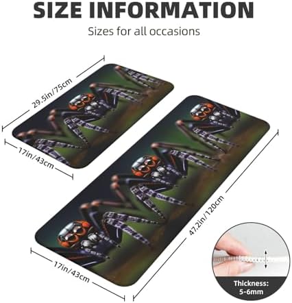 Tropical Rainforest Spiders Kitchen Mats 2 Sets Non-Slip Waterproof