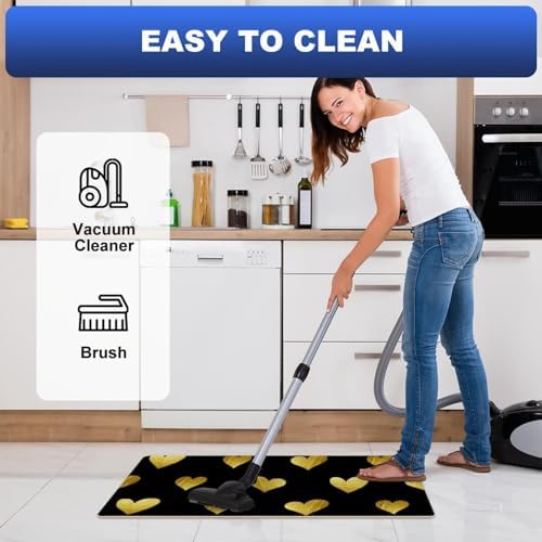 Golden Hearts Seamless Pattern Anti-Fatigue Kitchen Runner Mat