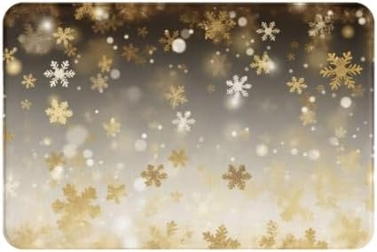 Gold Silk Christmas Print Flannel Anti-Slip Mat 16x24-inch