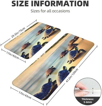 Turtles on the Beach Kitchen Mat - Durable Waterproof