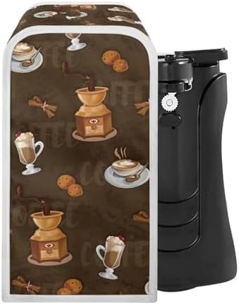 Coffee-Themed Stain-Resistant Dust Cover for Electric Can Openers