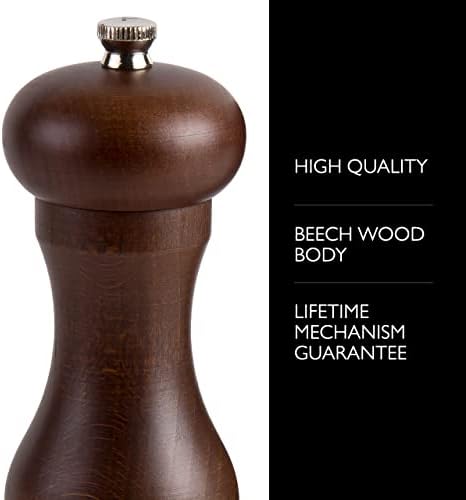 Cole Mason Capstan wood Pepper Grinder - Black 65 inch Precision Mechanism