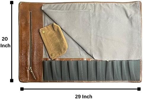 RUSTIC TOWN Genuine Leather Chef Knife Roll Set