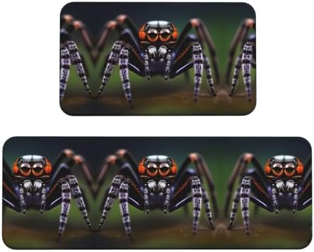 Tropical Rainforest Spiders Kitchen Mats 2 Sets Non-Slip Waterproof