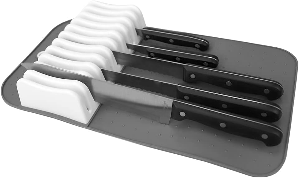 Perfect for Storage 11 Slot Knife Mat GreyWhite