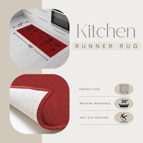 Elegant Kitchen Mat Runner Rug RedBlack