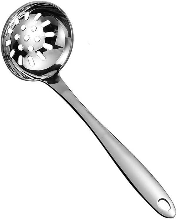 Durable Steel Skimmer Spoon with Heat-Resistant Handle