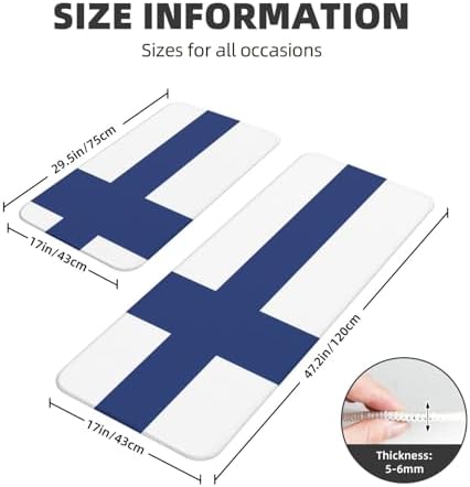JxWCher Finnish Flag Kitchen Mats 2 Set