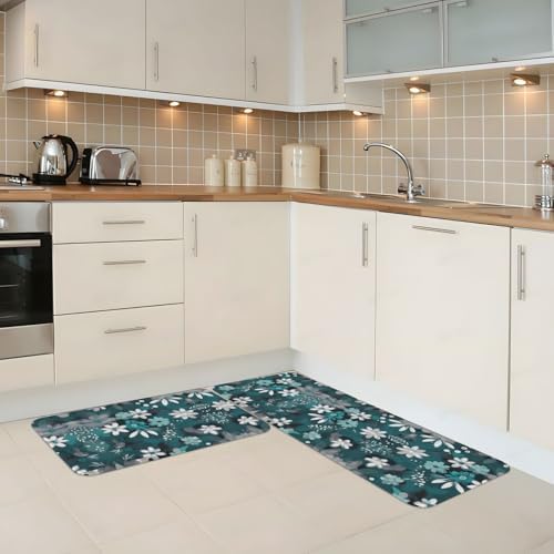 Two-Piece Multi-Purpose Anti-Fatigue Kitchen Mats Comfortable Non-Slip Durable