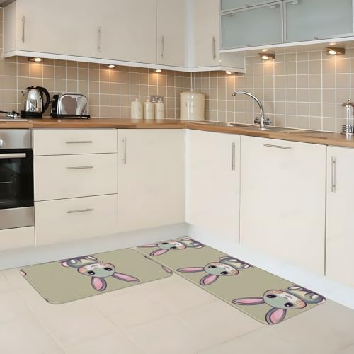 JxWCher - Cute Little Bunny Print Kitchen Mats