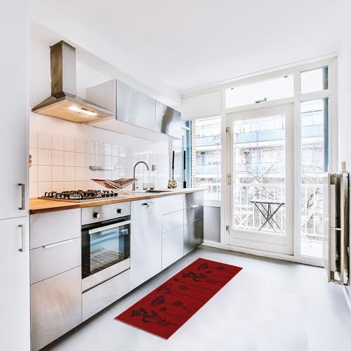 Elegant Kitchen Mat Runner Rug RedBlack