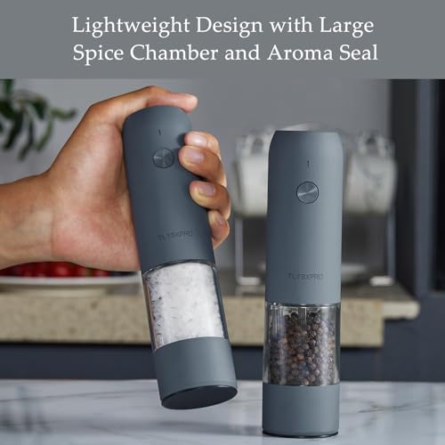 TLYSXPRO USB Rechargeable Salt Pepper Grinder Set Electric Salt Shakers 2 Packs
