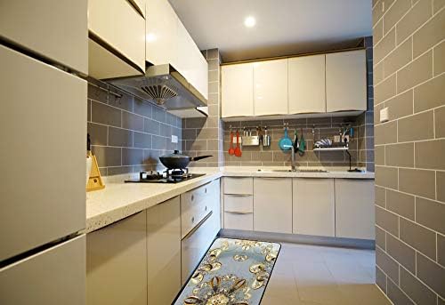 Rashu Ducted Antabracket Damask Kitchen Runner Mat