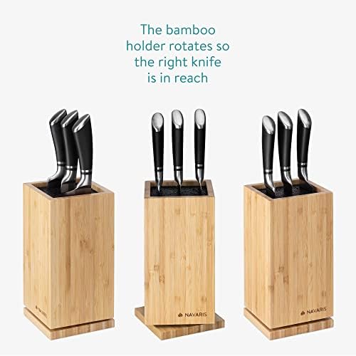 Navaris Bamboo Kitchen Knife Block