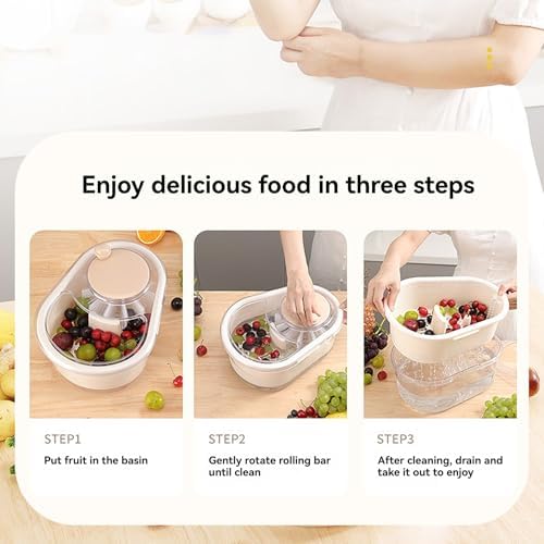 Fruit Washer Spinner Bowl with Brush - Family-Approved Fruit and Vegetable Washer