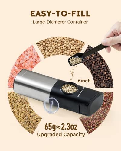 Gravity Electric Salt and Pepper grinder Set with USB Rechargeable Function