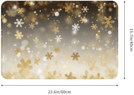 Gold Silk Christmas Print Flannel Anti-Slip Mat 16x24-inch