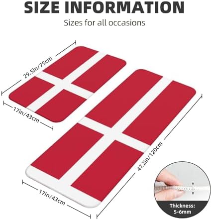 Danish Flag Non-Slip Kitchen Rugs