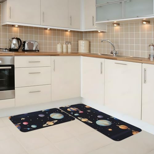 COMFORT Kitchen Floor Mat - Saturn Jupiter Earth Print