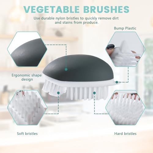 3 Pack Vegetable Scrubbers with Dots Remover for Kitchen Use