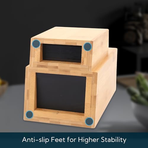 Bamboo Universal Knife Block with Detachable Bristles for Safe Storage