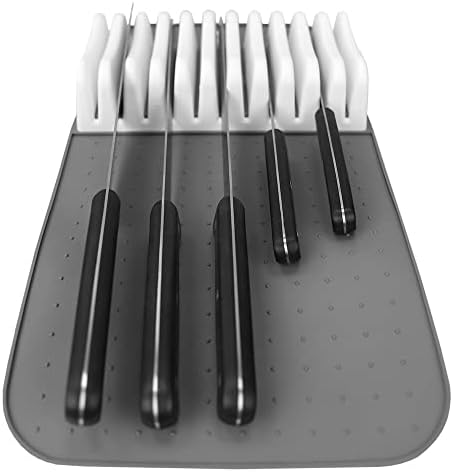 Perfect for Storage 11 Slot Knife Mat GreyWhite