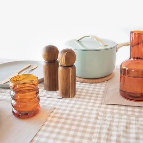 Simple Modern Acacia Wood Manual Refillable Salt Pepper Set