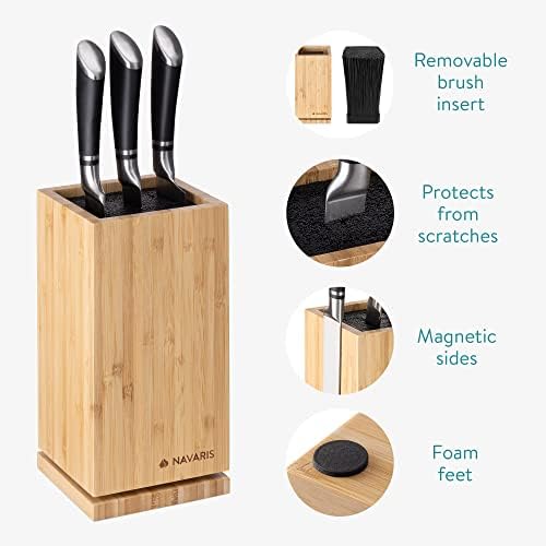 Navaris Bamboo Kitchen Knife Block