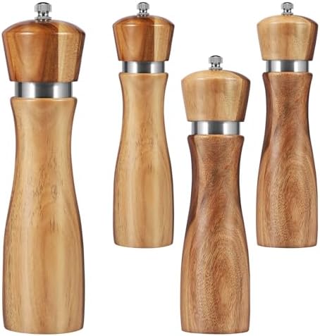 RVEFOT 4-Piece Acacia Wood Salt Pepper Grinders